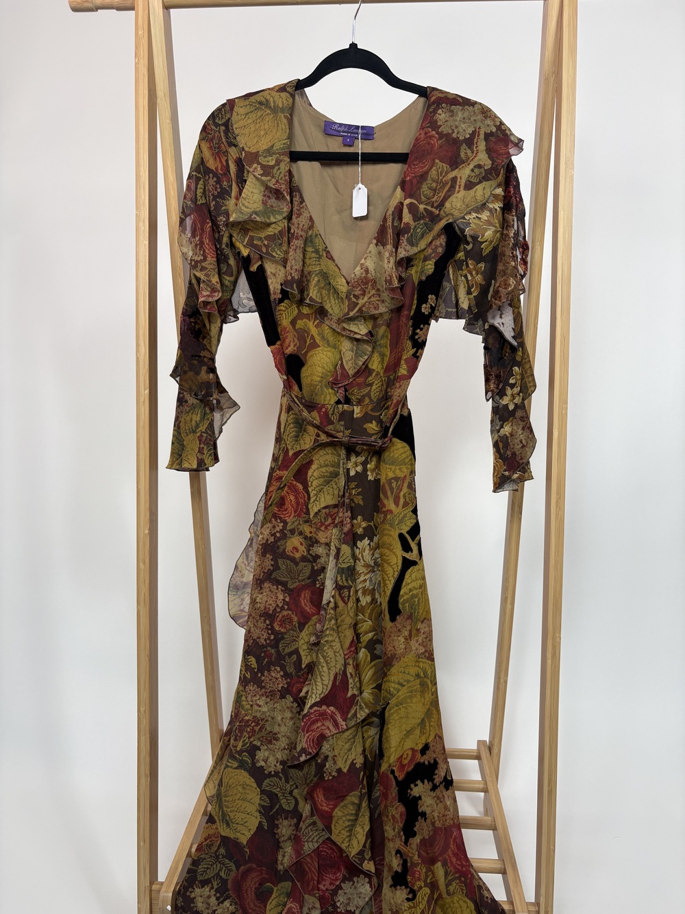 PF-1425 Ralph Lauren Purple Label Fall Floral Maxi Dress